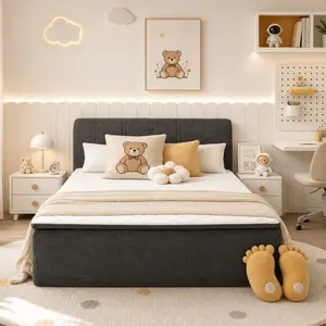 ALTRIGUS Boneless Bed Chenille Fabric,Frame with Mattress and Detachable Headboard All-in-One Compression Bed Set No Assembly Required Automatic Rebound Ideal for Bedrooms and Children's Room,Queen Full Twin