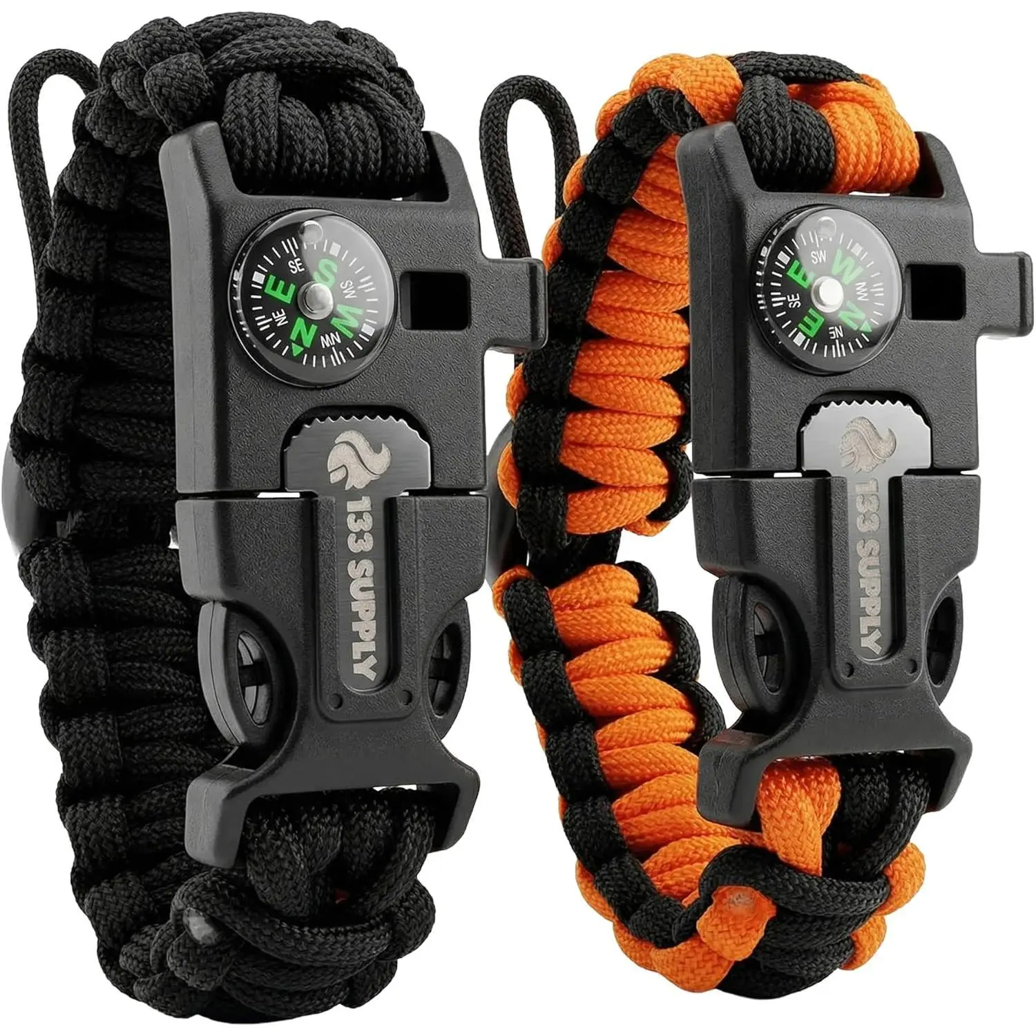 Paracord Bracelet, Compass, Emergency Whistle, Fire Starter, Hiking Survival Kit, Camping Gear, Hiking Essentials, Accessories For Fishing, Hunting, EDC Gear For Backpacking, Tactical Survival Gear & Equipment