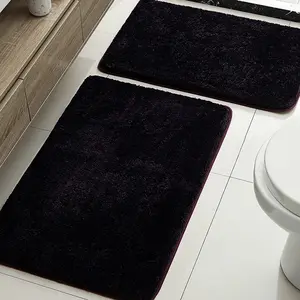 2-Piece Plush Carpet Set, Soft Fluffy Bathroom Rug, Living Room Bedroom Sofa Floor Mat, Long Pile Area Rugs, Contemporary Style