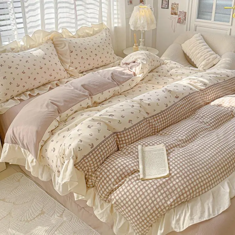 Plaid Pattern Bedding Set, 3 Counts/set Including Duvet Cover & Pillowcase without Filler, Soft Comfortable Bedding Set for Home Bedroom