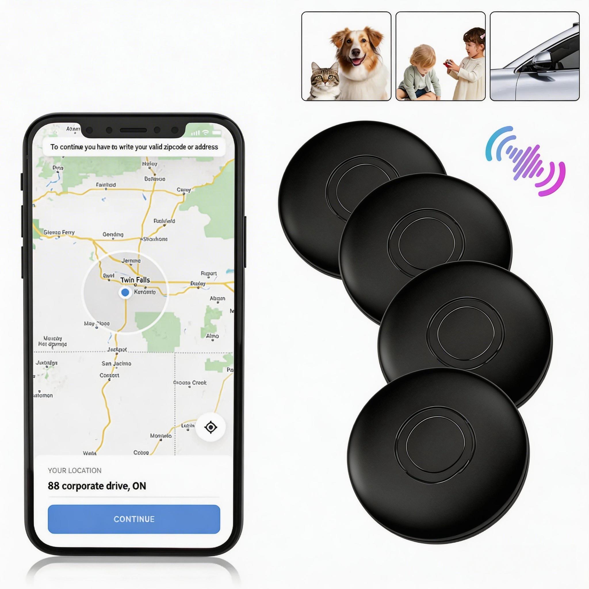 [Android ]Compact Mini GPS Tracker, Compatible with Android Devices, for Cars, Pets & Personal Items, IP67 Weather Resistant Shell, Anti‑Lost Monitoring Device, Durable Long Lasting Battery Performance, No Monthly Fees for Basic Functions