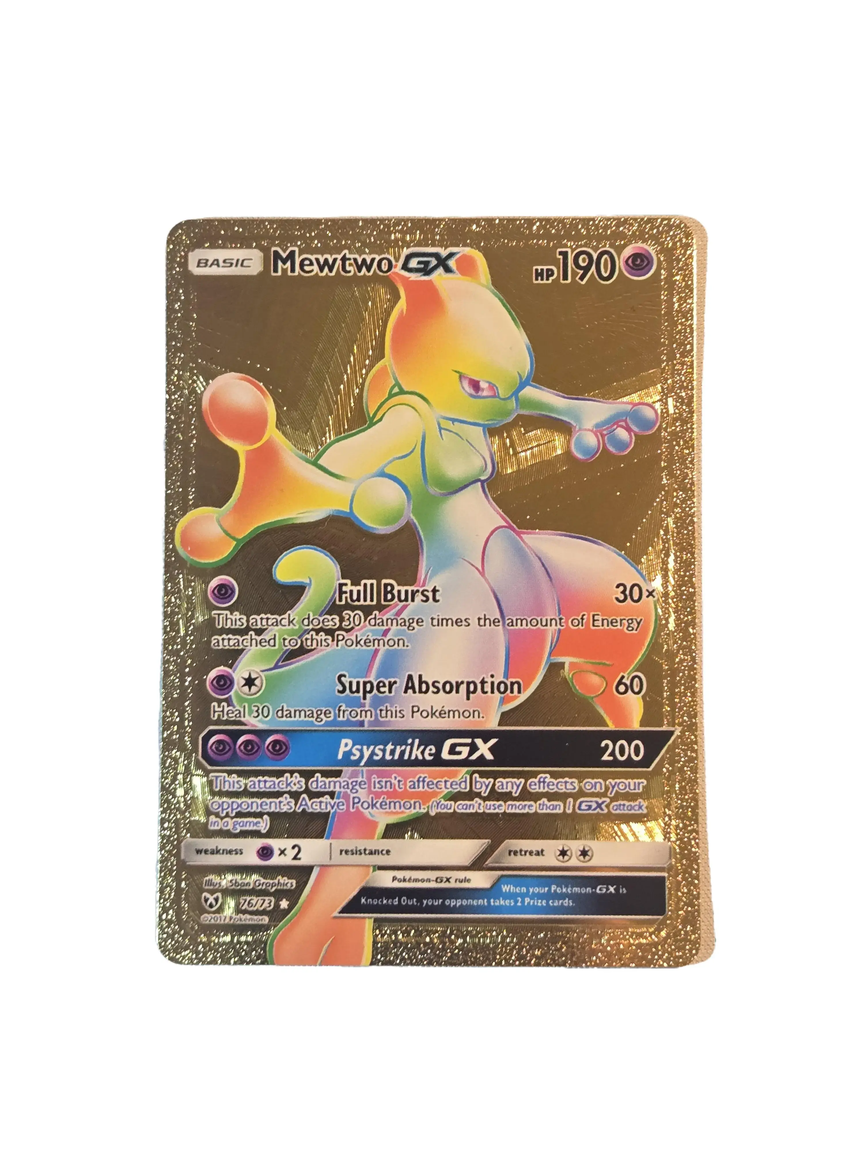 MEWTWO RAINBOW Gold Foil Fan Art card