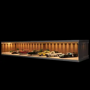 Diorama 1:64/43/18 Scale Car Showroom Model LED Lighting Diecast Car Garage Model City Parking Lot Backdrop Scene Display Model Collection Gift Toy