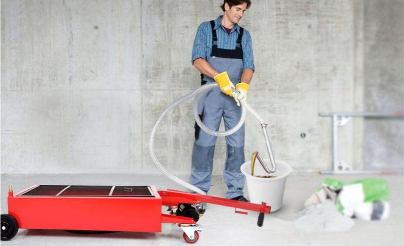 【Restock Sale】GARVEE 20 Gallon Electric Oil Drain Pan with 110V Pump & 8 Ft Hose, Low Profile & T Folding Handle Oil Drain Cart for Truck Cars SUVs