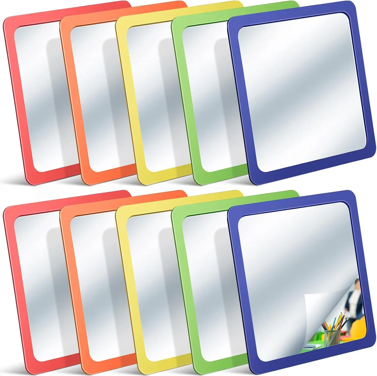10 Pcs Small Mirrors for Craft 6 x 6 Mirror for Kid,Multicolor Shatterproof Mirrors in Bulk for Kids for Baby School Classroom Craft Chick Bird Brooders Grow out Pens