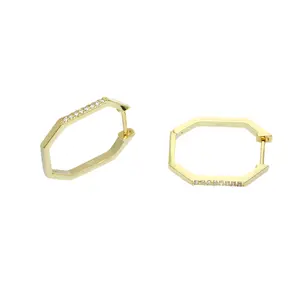 Golden Octa Sparkle Hoops-Gold LM