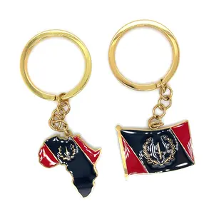 Africa Map with African American Flag Keychains