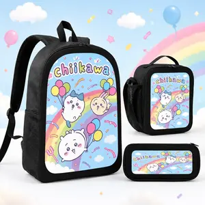 3-in-1  Backpack Set, Waterproof Bookbag with Lunch Bag & Pencil Case, Lightweight Chiikawa Kawaii TikTok Viral Bag
