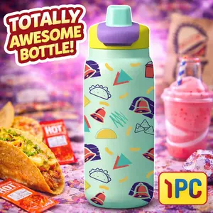 1pc 28oz Insulated Tumbler with Lid and Straw, Colorful Taco Pattern Stainless Steel Travel Cup, Double Wall Vacuum Water Bottle for Coffee Tea Cold Drinks, Reusable Drinkware for Office Car Outdoor, Food Theme Gift Cup, Coffee Thermos, Thermal Flask