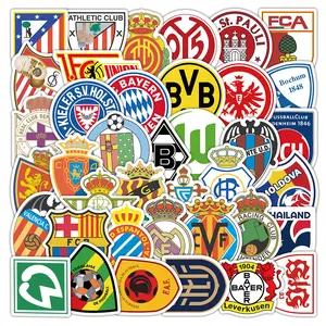 60 Sheets Football Team Logo Stickers, Sports Soccer Club Decals for Phone Case Laptop Water Bottle Decor