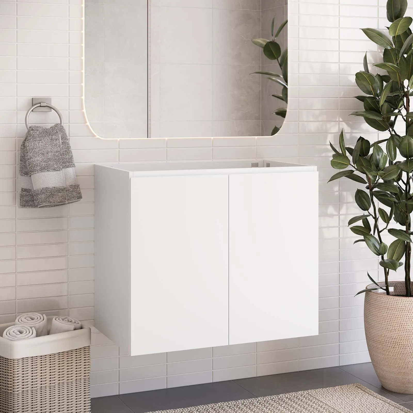Modway Modern Bryn 30" Wall-Mount Bathroom Vanity, White (Sink Basin Not Included), Home Accessory