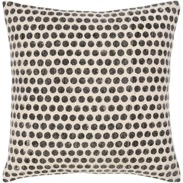 Janya Accent Pillow, Block Printed, Black, Light Beige