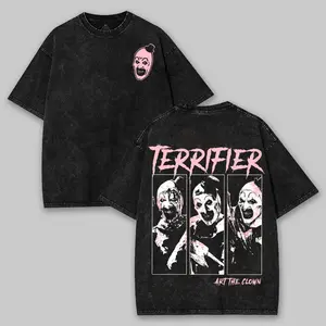 Terrifier Art The Clown Shirt, Horror Movie T-Shirt, Scary Clown Tee, Creepy Slasher Film Graphic Top, Horror Fan Gift Unisex Cotton Fabric