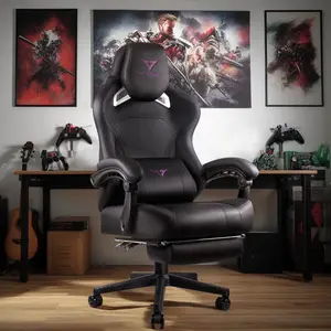 PUKAMI Gaming Chair with Footrest 400lb Weight Capacity,Big and Tall Ergonomic Video Game Chair for Adults with Oversized Headrest and Lumbar Pillow, Computer Chair Gaming for Office