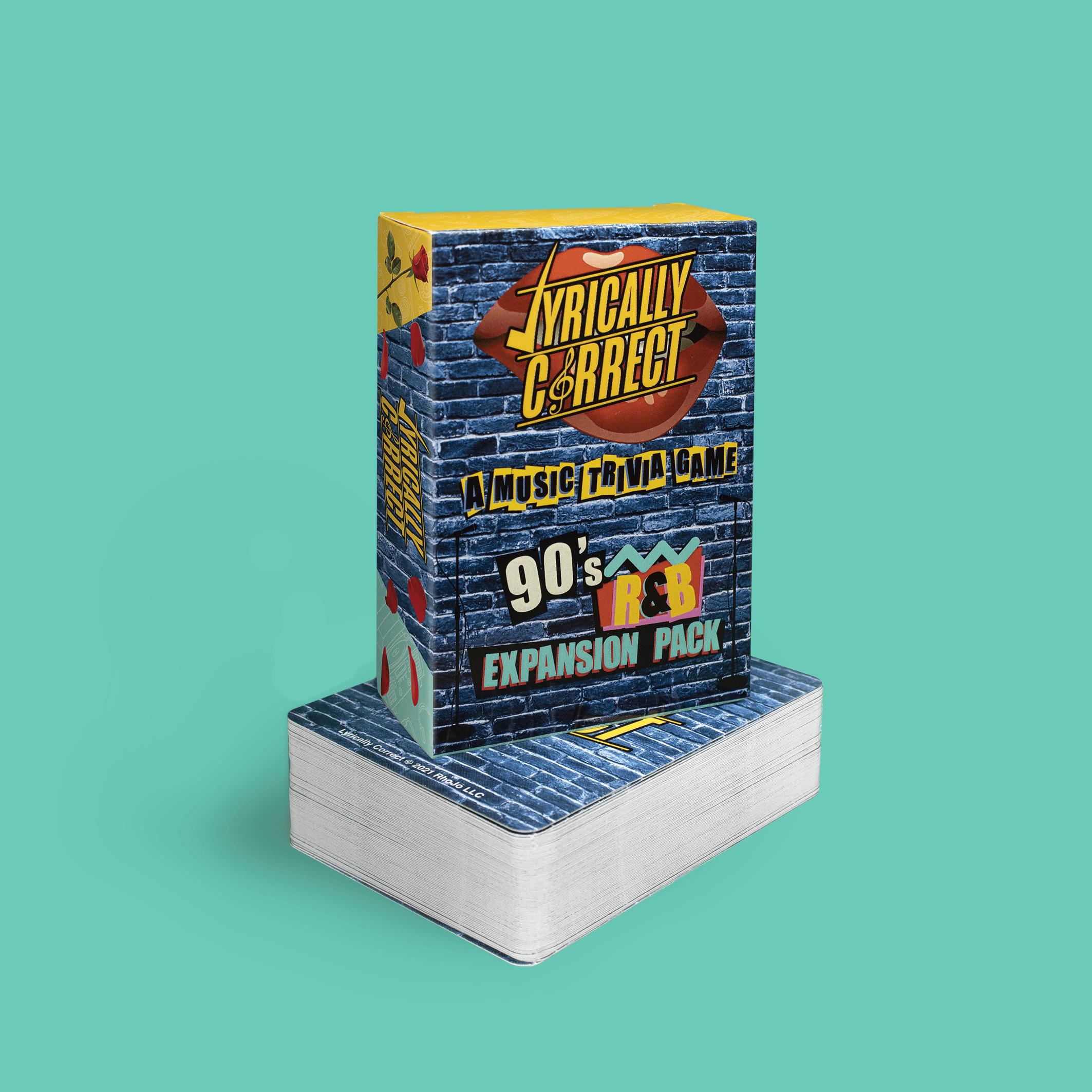 Lyrically Correct 90s R&B Expansion Pack - Music Genre Trivia Game with 80 Additional Playing Cards for Extended Gamepla