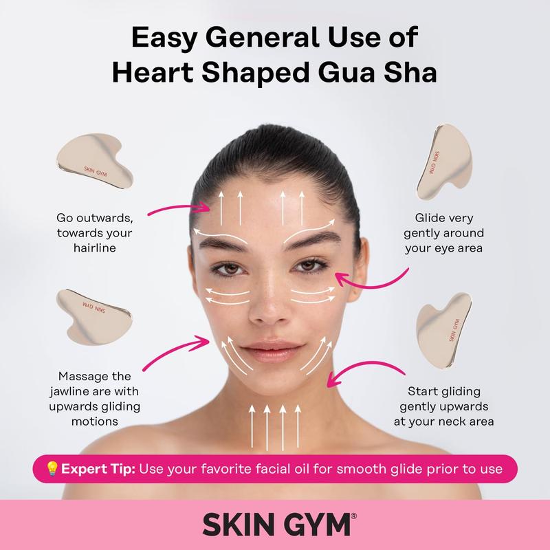 Skin Gym Cryo Stainless Steel Sculpty Heart Gua Sha Tool for Cooling Contouring & Soothing Facial Massage with Hypoallergenic Design for Radiance & Smooth Skin
