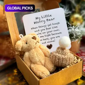 Little Bear in Box, 1 Set Mini Plush Bear with Inspirational Card, Sympathy Gift, Unique Birthday Gifts #GLOBAL PICKS
