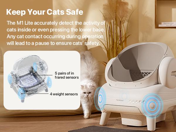 M1 Lite Open-Top Self Cleaning Cat Litter Box, Automatic Cat Litter Box with APP Control, Safety Protection, 1 Roll Waste Bag M1 Lite Open-Top Self Cleaning Cat Litter Box, Automatic Cat Litter Box with APP Control, Safety Protection, 1 Roll Waste Bag