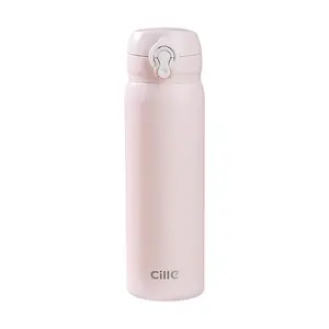 Cille 500ml Insulated Tumbler, 316 Stainless Steel Travel Mug, Leak-Proof Car Cup with Spring Lid, Sakura Pink
