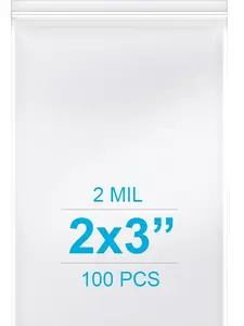 (Pack of 100) Thick Clear Plastic Reclosable Zip Poly Bags with Resealable Lock Seal Zipper for Photo, Jewelry, Bakery, Treats, Travel, Storage