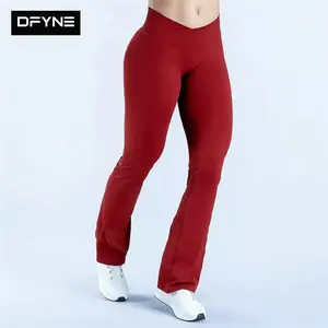 DFYNE Women’s Seamless V Waist Flare Leggings High Waisted Butt Lift Yoga Pants