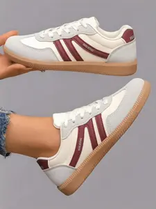 Women's PU Leather Sneakers, Classic Design Casual Shoes, Comfortable Walking Shoes for Daily Wear and Outdoor Activities, Lightweight Casual Sneakers