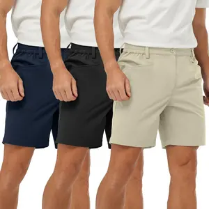 TBMPOY Men's 3-Pack 7" Golf Shorts Stretch Quick Dry Lightweight Casual Shorts with Elastic Waist & 4 Pockets for Work, Travel & Everyday Wear