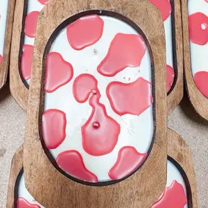 Pink Cowprint Dough Bowl Candle