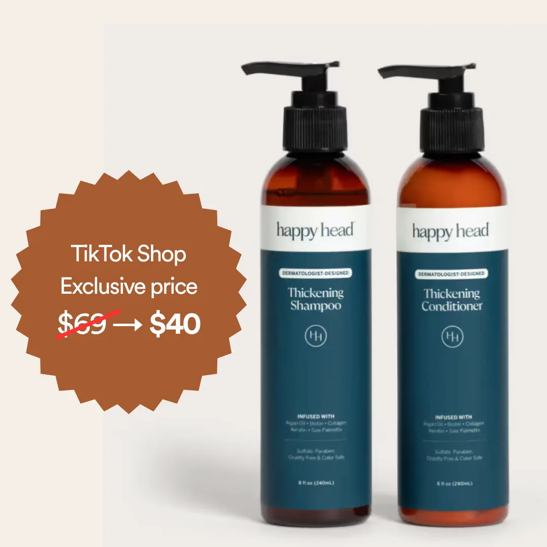 Happy Head Hair Shampoo & Conditioner Set with Biotin, Argan Oil, Collagen & Keratin, Daily Hair Care Routine for All Hair Types, Hydrating & Frizz Control Set for At Home Use