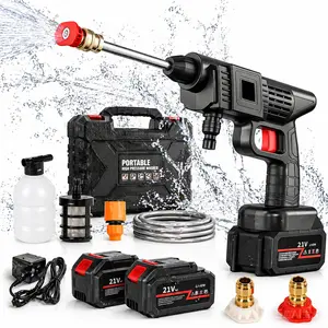 21V Cordless Pressure Washer Gun Battery Powered Electric High-Pressure Washer Portable Handheld with 2-in-1 Nozzle for Car Patio Garden Floor Outdoor Cleaning