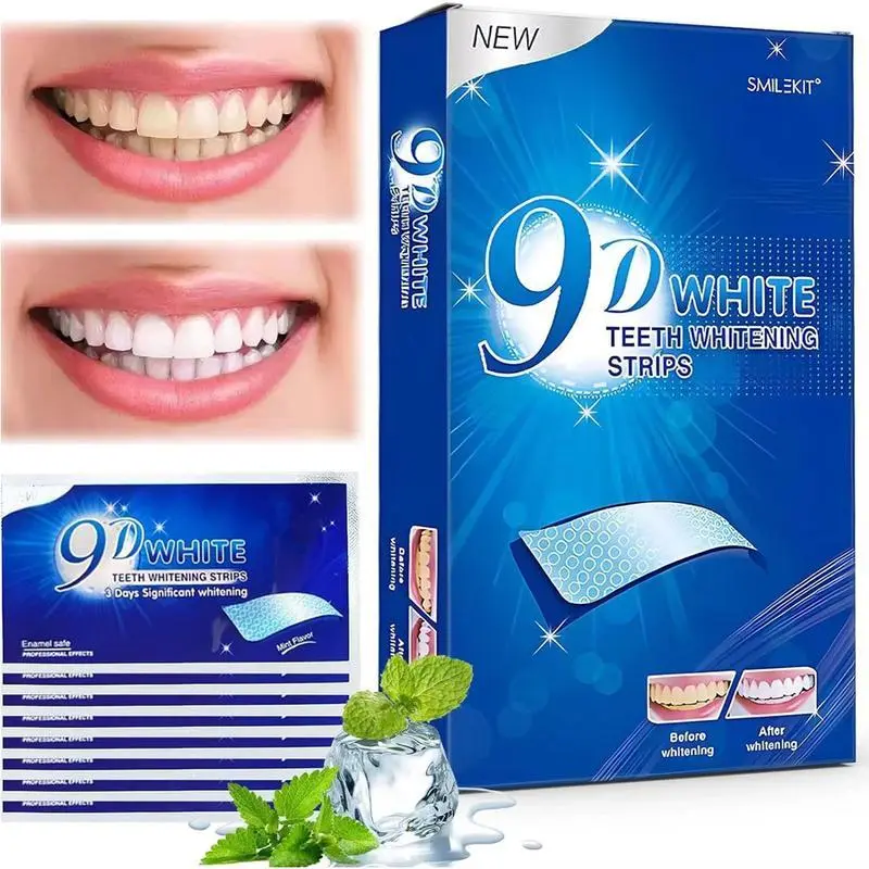 9D Teeth Brightening Strips, 28pcs/14pairs Teeth Polishing StripsGentle & Non-irritating Teeth Brightening Strips, Oral CareProduct for Women & Men
