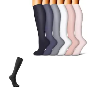 Compression Socks 6 Pairs, Graduated Support Breathable Non-Slip Socks, Improve Circulation & Reduce Swelling, Ideal for Nurses Running Climbing Athletic Travel Daily Wear, Unisex for Men & Women
