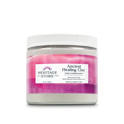 HERITAGE STORE Ancient Healing Mineral-Rich Bentonite Facial Mask with Rosewater - Oily Skin Purifier, Draws Out Impurities, Enriches Skin, Boosts Radiance