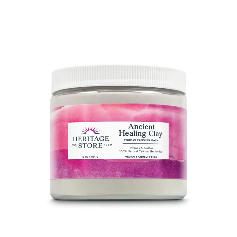 HERITAGE STORE Ancient Healing Mineral-Rich Bentonite Facial Mask with Rosewater - Oily Skin Purifier, Draws Out Impurities, Enriches Skin, Boosts Radiance