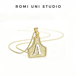 Fashion Western Alphabet Necklace | Luxury 14K Gold Plated Copper | Unique Embossed Design Letter Jewelry