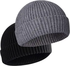 50% Wool Warm Cuffed Swag Knit Short Fisherman Beanie for Men Women Winter Hats Trawler Skull Cap CL29