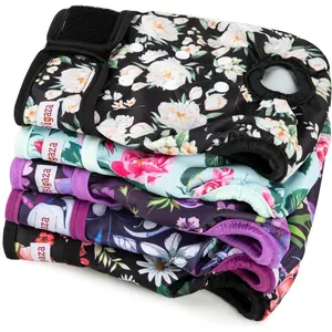 Washable Reusable Female Dog Diapers 5 Pack, Fit Small Medium Large Doggie Puppy, Period Panties for Dogs in Heat