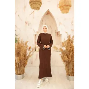 Pattern Knitted Dress - Brown