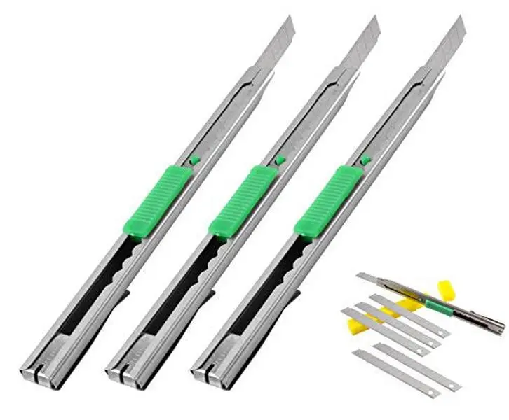 eZthings Heavy Duty 9mm Snap Off Blade Box Cutters Set - Industrial Office Cutting Tool for Dressmaking, Tailoring, Crafts (Office Stationery & Supplies)