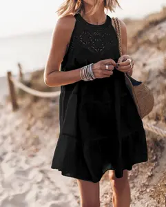 USBOUTIQUE CHIC Women‘s 2026 Spring Embroidered Midi Dress Flowy A-Line Casual Smock Dress