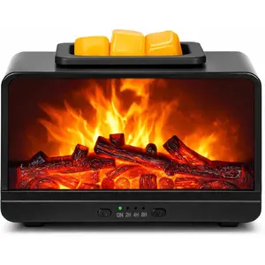 Flame Fireplace Wax Melt Warmer,Scentsy Wax Warmer with Timer, Electric Wax Warmer for Scented Wax with PTC Heating Plate, Wax Burner for Women Gifts & Home Decor(Black)