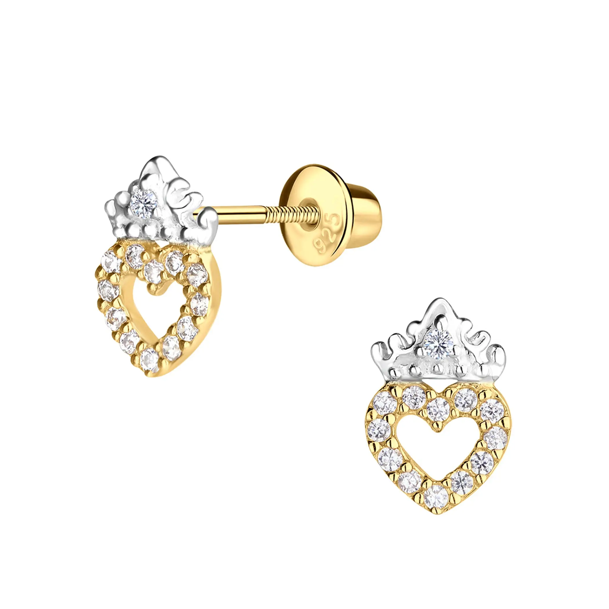 14K Gold-Plated and Sterling Silver Princess Tiara Earrings