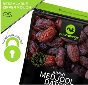 NUT CRAVINGS - Dried Jumbo Medjool Dates, No Sugar Added, Unsulphured (16oz, 1 LB) Ramadan & Iftar Favorite - Sweet Healthy Snack, Vegan, Kosher, Resealable Bag