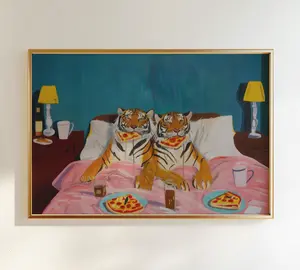 Wall Art Tiger Pizza Print: Dopamine Decor