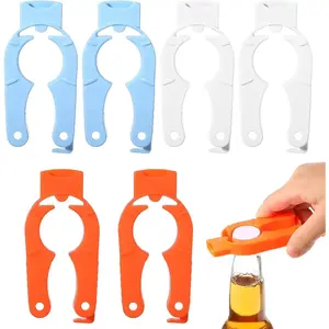 6-Pack Plastic Bottle Cap Opener, 3-in-1 Multi-Purpose Gripper Water Bottle Opener for Arthritic Hands, Easy-Twist Jar Opener Tool for Kitchen, Camping & Outdoor Use (Orange, Blue, White)