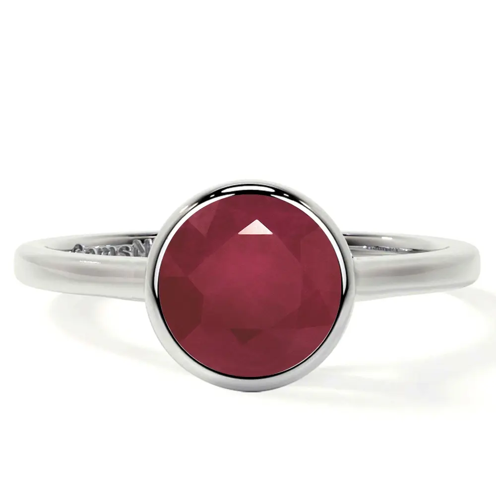Bezel Set Round Ruby Solitaire Ring (1.55cts.)- RRB002-7X7-A Bezel Set Round Ruby Solitaire Ring (1.55cts.)- RRB002-7X7-A