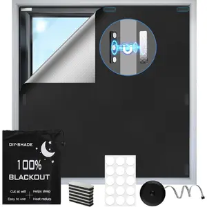 Black Out Window Cover 39" x 58" Blackout Blinds No Drill, Portable Black Out Shades Blackout Curtains for Bedroom,RV,,Media Room with