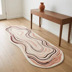 1pc 100% Polyester Wave Pattern Carpet, Abstract Blurred Art Mat, Entryway Hallway Special, Washable Minimalist Decor, Office Setting
