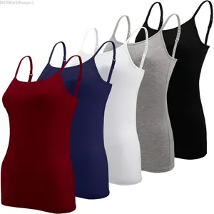 5 Pcs Women's Camisole Tank Top Undershirt Spaghetti Strap Basic CamisolesDD20BarkBouquet