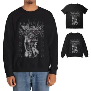 Madmans Esprit South Korean Black Metal T-shirt, Scary Halloween Men's Sweatshirt, Cotton Menswear Top, Streetwear, Casual Crewneck Tshirt
